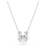 Symbolica pendant Round cut, Pavé, Horse shoe, Blue, Rhodium plated